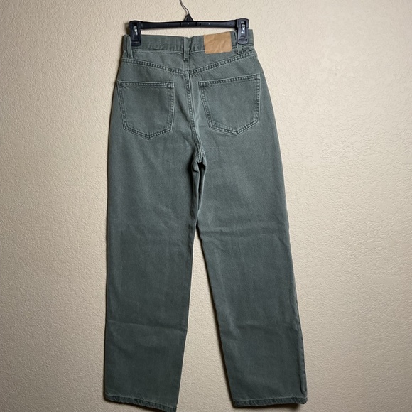 Cotton On Womens 2 Green Loose Straight Jean Denim High Waisted Wide Leg‎ - Picture 2 of 8